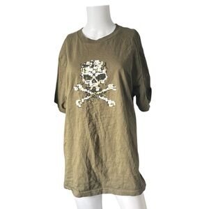 Vintage Y2K Thor Motocross Graphic Tshirt Olive Green Cotton Size Large L